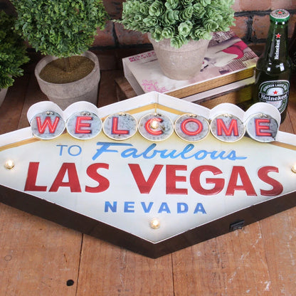 Panneau néon de bienvenue de Las Vegas, pour Bar, décoration de maison Vintage, peinture, panneaux métalliques suspendus éclairés, décoration murale en fer, Pub, café
