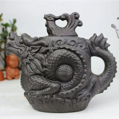 Yixing – théière Dragon et phénix authentique, service à thé en argile violette de grande capacité, bouilloire Kung Fu, livraison directe