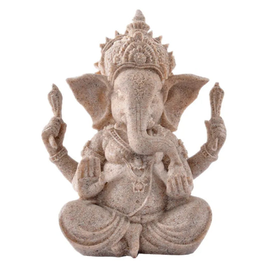 Heimdekoration Natur Sandstein Indische Ganesha Figur Religiöse Hindu Elefantengott Statuen Fengshui Elefantenkopf Buddha
