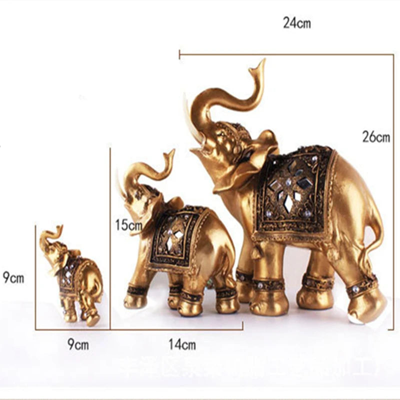 Grande statue d'éléphant en résine, Feng Shui porte-bonheur, statue élégante en trompe d'éléphant, figurine de richesse porte-bonheur, ornements artisanaux pour cadeau de maison