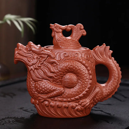 Authentic Yixing Teapot Dragon and Phoenix Tea Pot Big Capacity Purple Clay Tea Set Kettle Kung Fu Teapots Drop Shipping