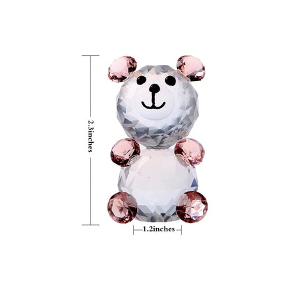 H&D Pink 3D Little Bear Crystal Figurine Art Glass Animal Paperweight Ornament Collectible Xmas Gift Home Wedding Decoration