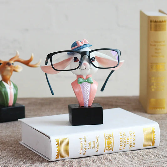 Bunny Glasses Stand Reindeer Sunglasses Holder Rabbit Deer Statue Animal Figurine Tabletop Ornament Home Decor