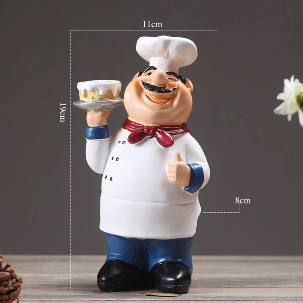 Multiple Styles Resin Chef Statue Cartoon Restaurant Chef Figurine Cook Ornament Home Kitchen Cute Sculpture Tabletop Decors