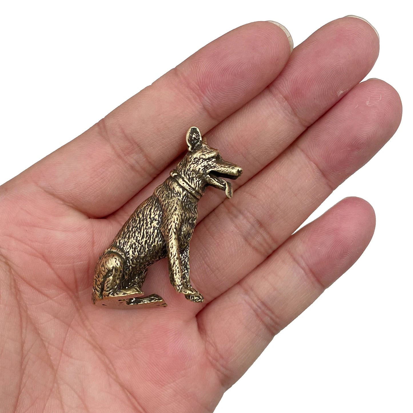 Brass Lucky Fortune Dog Home Decoration Small Ornaments Little Puppy Bronze Chinese Desktop Small Figurines Copper Wolf Tea Pets