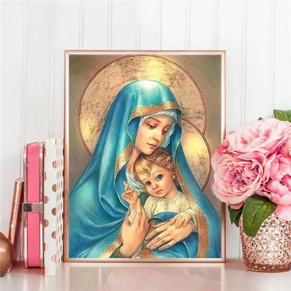 Retro Icon Virgin Mary And Jesus Wall Decor Canvas Poster Religion Picture For Living Room Home Decor Aesthetic Painting