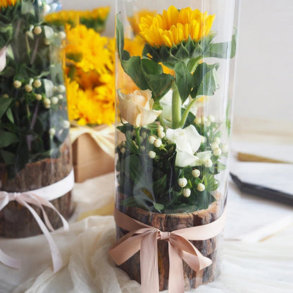 Pot de fleurs en écorce d'arbre Vintage créatif, Bouquet de fleurs de bureau en bois, Vase à bonsaï, décoration de conteneur de plantes succulentes pour jardin de maison