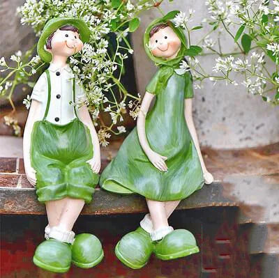 American Country Hanging Feet Couple Doll Resin Figurines Decoration items Outdoor Garden Accessories Courtyard Villa Statue Art