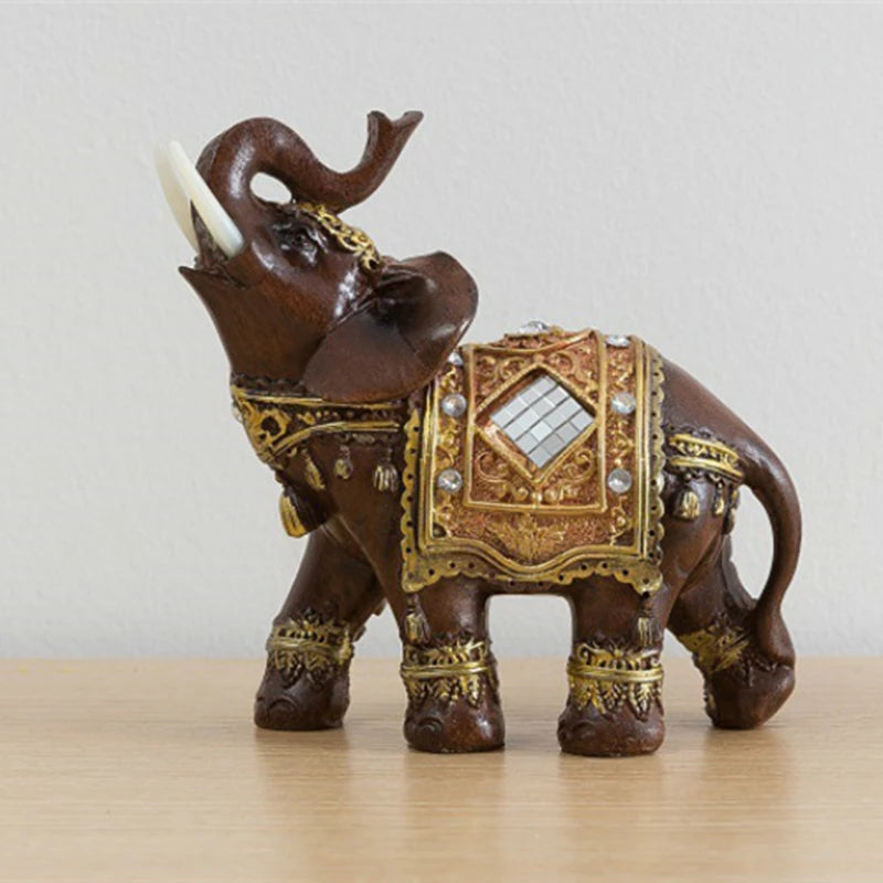 Statue d'éléphant en résine, artisanat décoratif, ornements de maison, sculpture de petits animaux, décoration de bibliothèque de salon