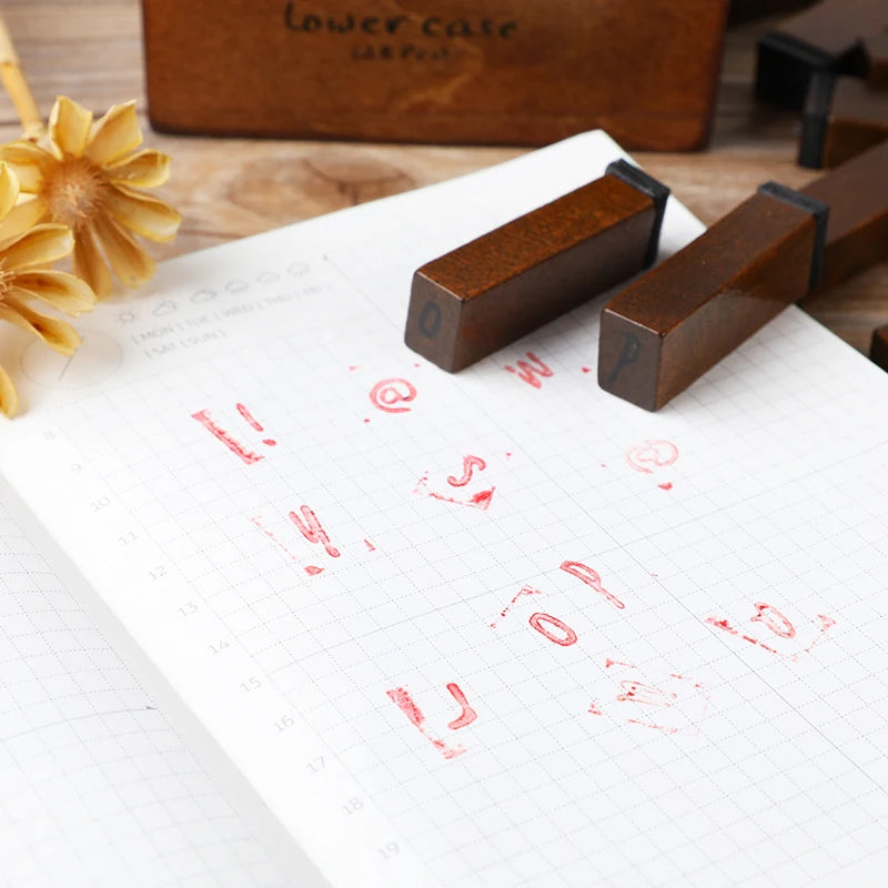 Yoofun 28pcs Alphabet Stamps Vintage Wooden Rubber Letter Standard Stamp Set for Craft Card Making Planner Scrapbooking Journals