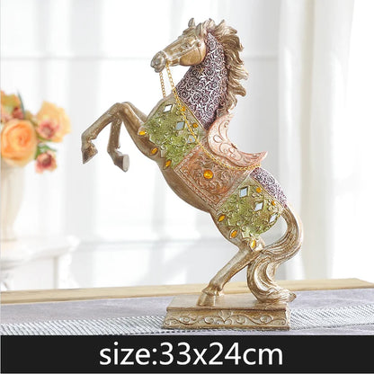 Creative Resin Golden Horse Simulation Animal Gem Crystal Decorations Crafts Modern Home Desktop Decoration Miniature Figurines