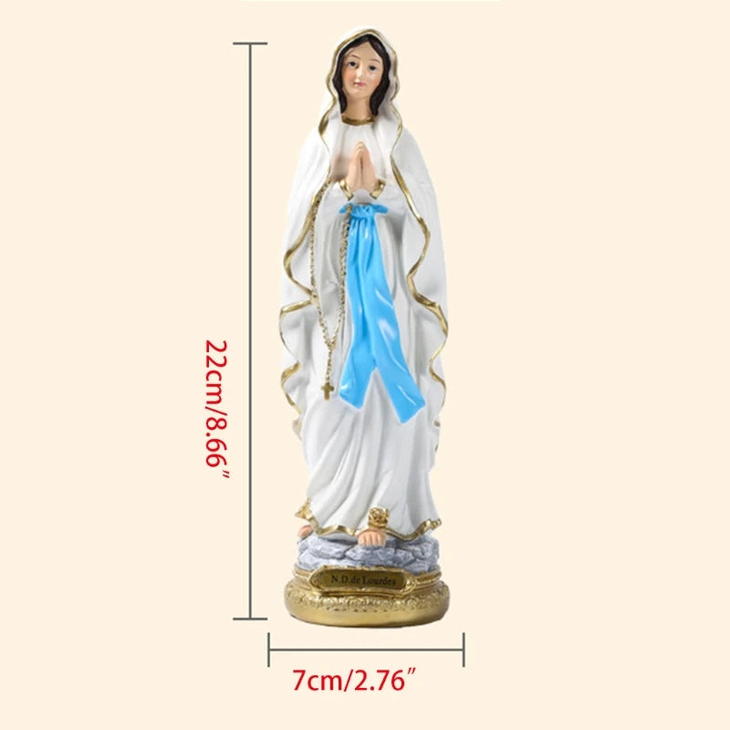 Our Lady of Lourdes Blessed Virgin Mother Mary Catholic Religious Gift Colored Resin Figurine Statue