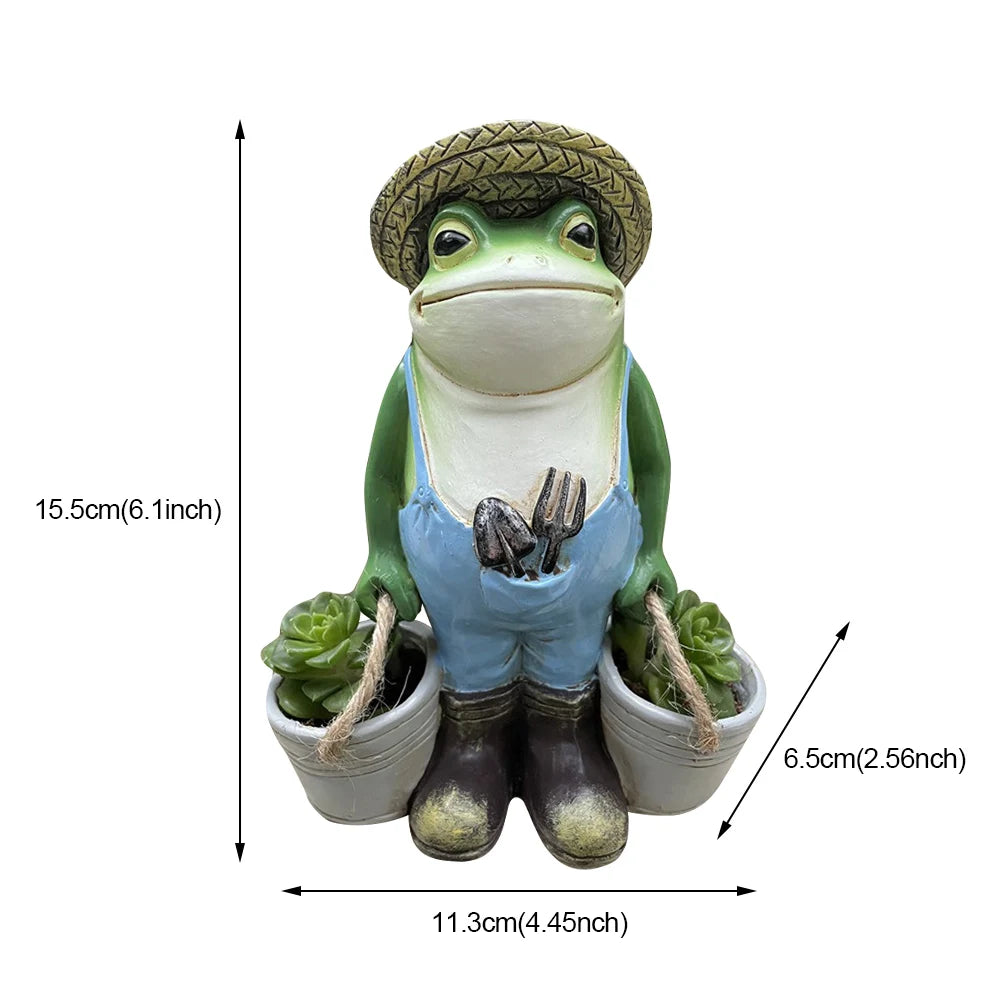 Gift Indoor Outdoor Frog Statue Resin Home Decor Animal Sculpture Garden Ornament Craft Yard Funny Figurine With Bucket Cute