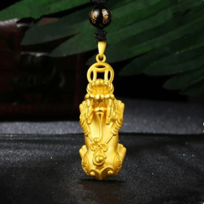 Hot Selling Natural Hand-carve Sand Gold Pixiu Necklace Pendant Fashion Jewelry Accessories Men Women Luck Gifts