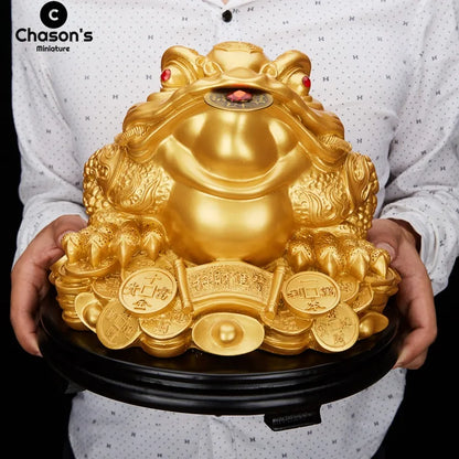 Golden Lucky Money Citrine Toad Frog Dragon Feng Shui Figurines Sculpture Statue Fortune Wealth Home Decoration Car Ornaments
