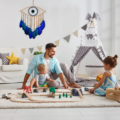 Evil Eye Dream Catcher Boho Room Decor Handmade Eye Wall Decor Blue Feather Dreamcatcher Wall Hanging Wall Art  Living Room Gift