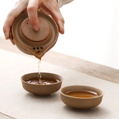Chinese Kung Fu Tea Set 1teapot 2teacups Travel Ceramic Pottery Tea Cups  For Teaware Outdoor Tea Cups Of Tea Ceremony