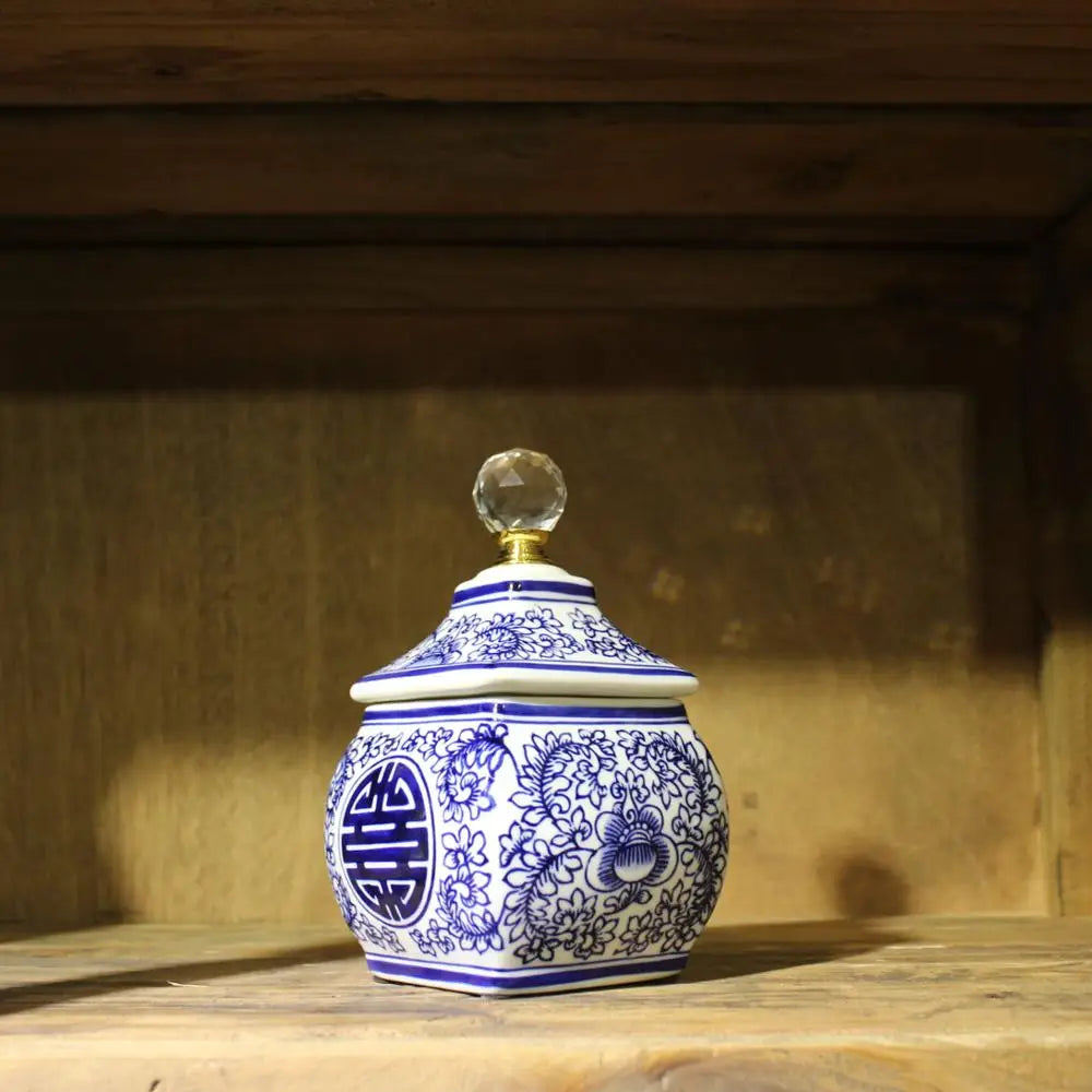 Ceramic canister, Ceramic pot, Blue and white