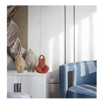 Statue Sculpture Figurines For Interior Desk Accessories Home Decoration Accessories Nordic Decor Resin Fat Woman Bedroom Gray