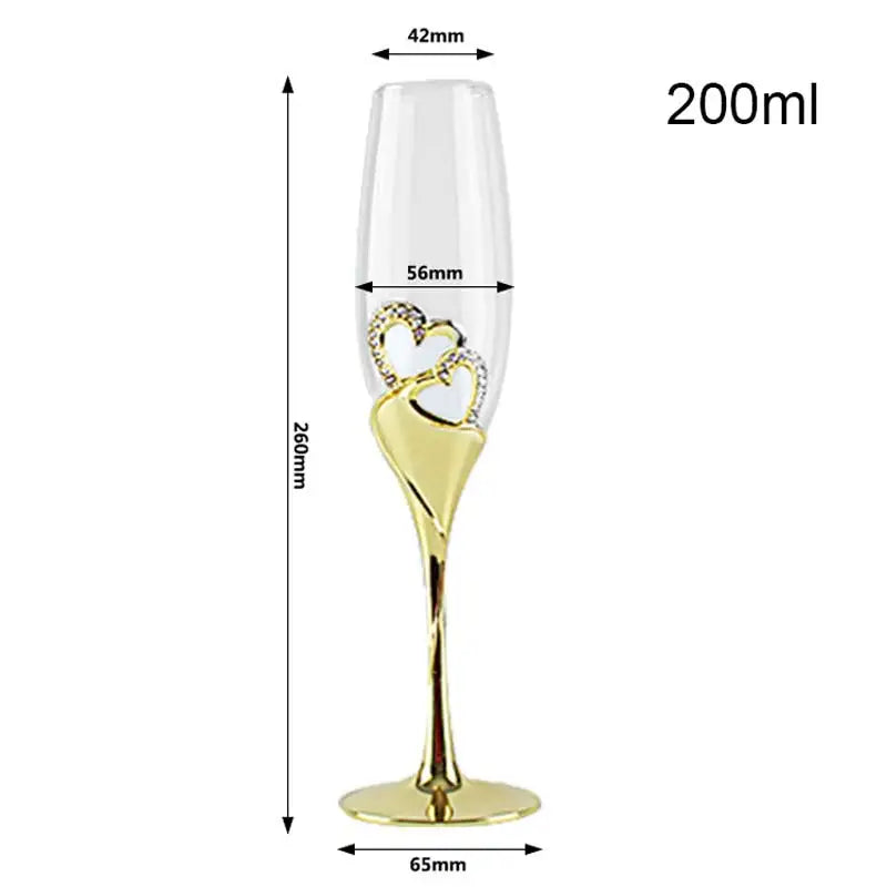 200ml Crystal Champagne Glasses Couple Wedding Gift Party Glass Crystal Glasses Bar Supplies Stemware Golden Wine Glasses Set