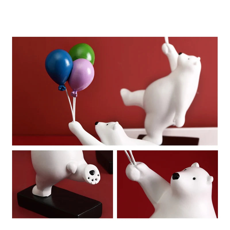 Balloon Bear Figurines For Interior Creative Resin Statue Nordic Home Decoration Wall Mount Modern Figurine Room Decoration