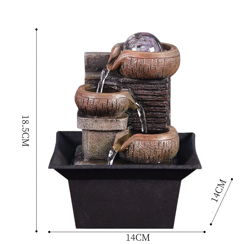 Gifts Desktop Water Fountain Portable Tabletop Waterfall Kit Soothing Relaxation Zen Meditation Lucky Fengshui Home Decorations