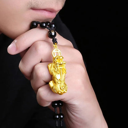 Hot Selling Natural Hand-carve Sand Gold Pixiu Necklace Pendant Fashion Jewelry Accessories Men Women Luck Gifts