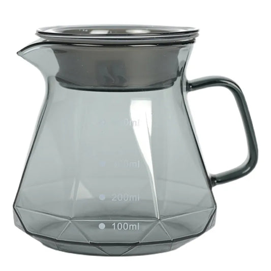 Glas-Kaffeeserver zum Übergießen von Kaffee und Tee – 600 ml/20 oz Ovalware, mikrowellengeeignet und hitzebeständig, dicker Glaskörper (schwarz)