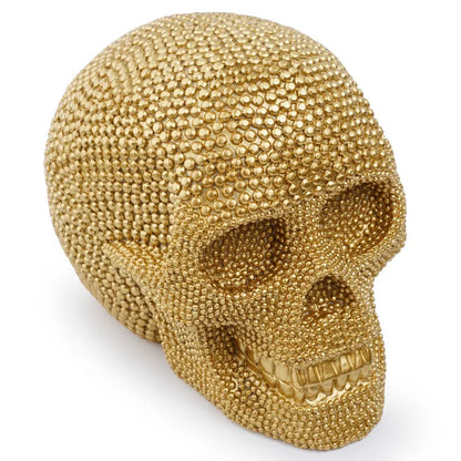 BUF – grande Statue de crâne en argent/or, artisanat en résine, ornements décoratifs, Sculpture de décoration d'halloween, Figurines de décoration pour la maison