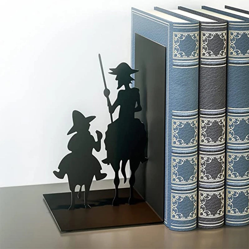 Iron Figure Bookends Reading Book Support Retro Non-Skid Book Ends Stoppers for Shelves Home Office Table Desktop Decor