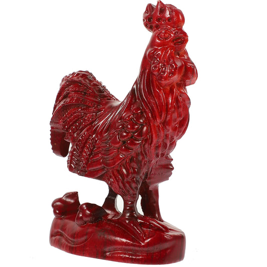 Decor Chicken Statue Rooster Figurine Big Cock Realistic Small Wooden Figurines