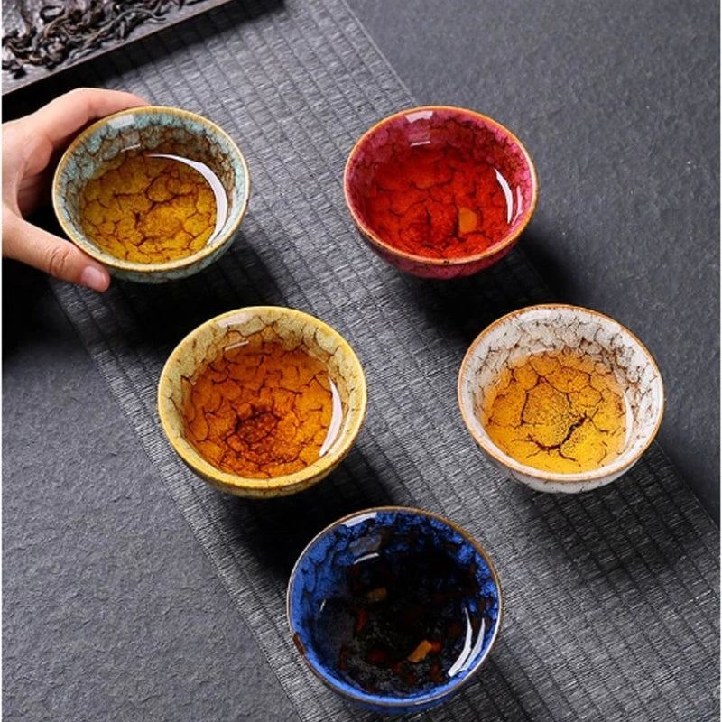 5-piece set 120ml Ceramic Kung Fu Tea Bowl Glazed Tea Cup Pu erh Master Cup Kitchen Tea Set Home Tea Set Accessories