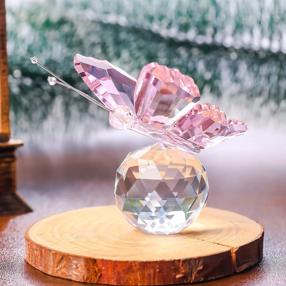 Crystal Cut Butterfly Ornament Decoration for Office Table Home Bedroom Crystal Ball Figurine Desk Table Window Ornaments Gifts
