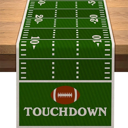 American Football Court Design Linen Table Runner Birthday Party Decorations Boy Sport Football Table Runners Dining Table Decor