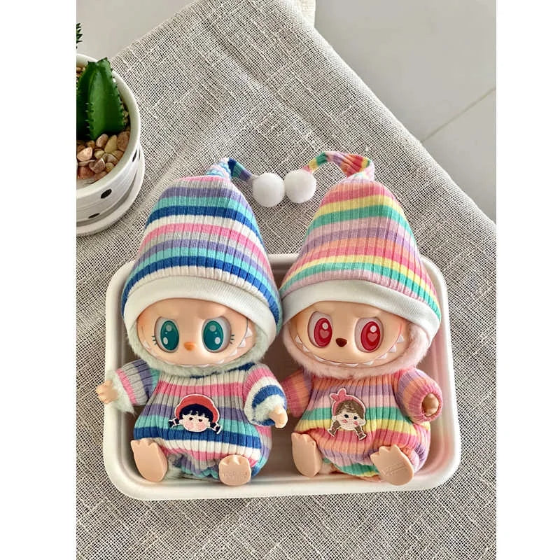 New Hot Mini Plush Doll'S Clothes Outfit Accessories For Korea Lafufu  Sitting Party V1 V2 Autumn Onesie Hat Set Clothing
