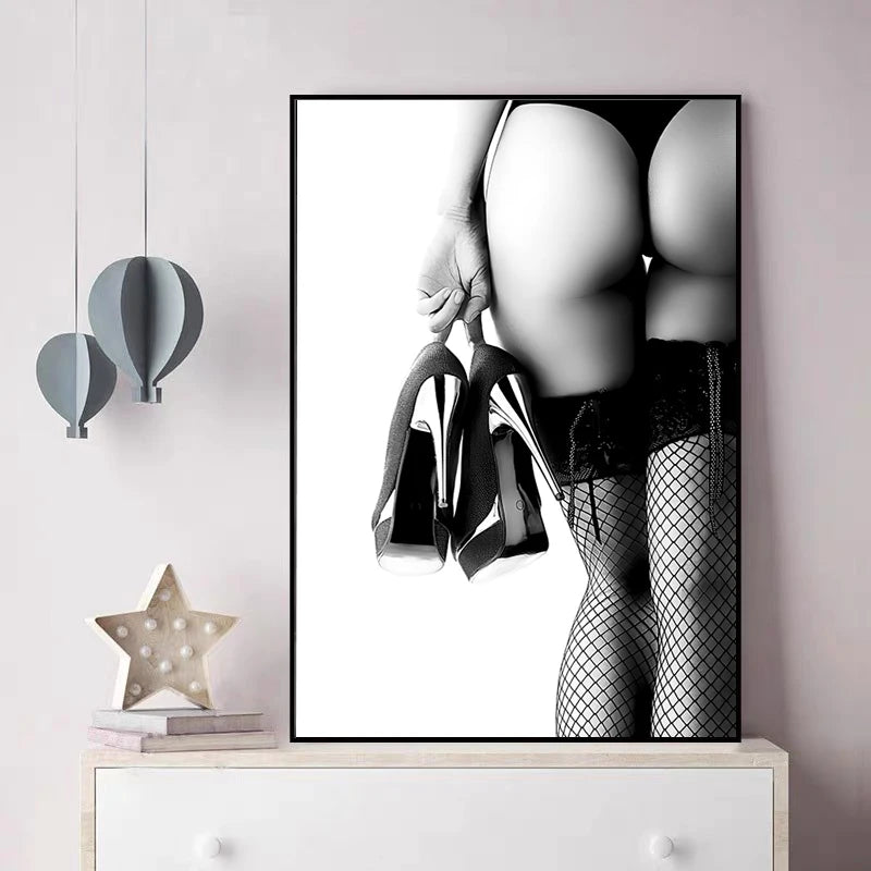 Black White Fashion Sexy Woman Naked Poster Luxury Decorative Paintings Canvas Wall Art Pictures Modern Home Living Room Decor
