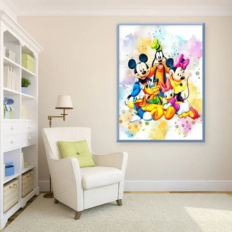 Disney Cartoon Poster Watercolor Canvas Painting Mickey Mouse Donald Duck Art Picture Wall Prints Mural Kids Room Decor Gifts