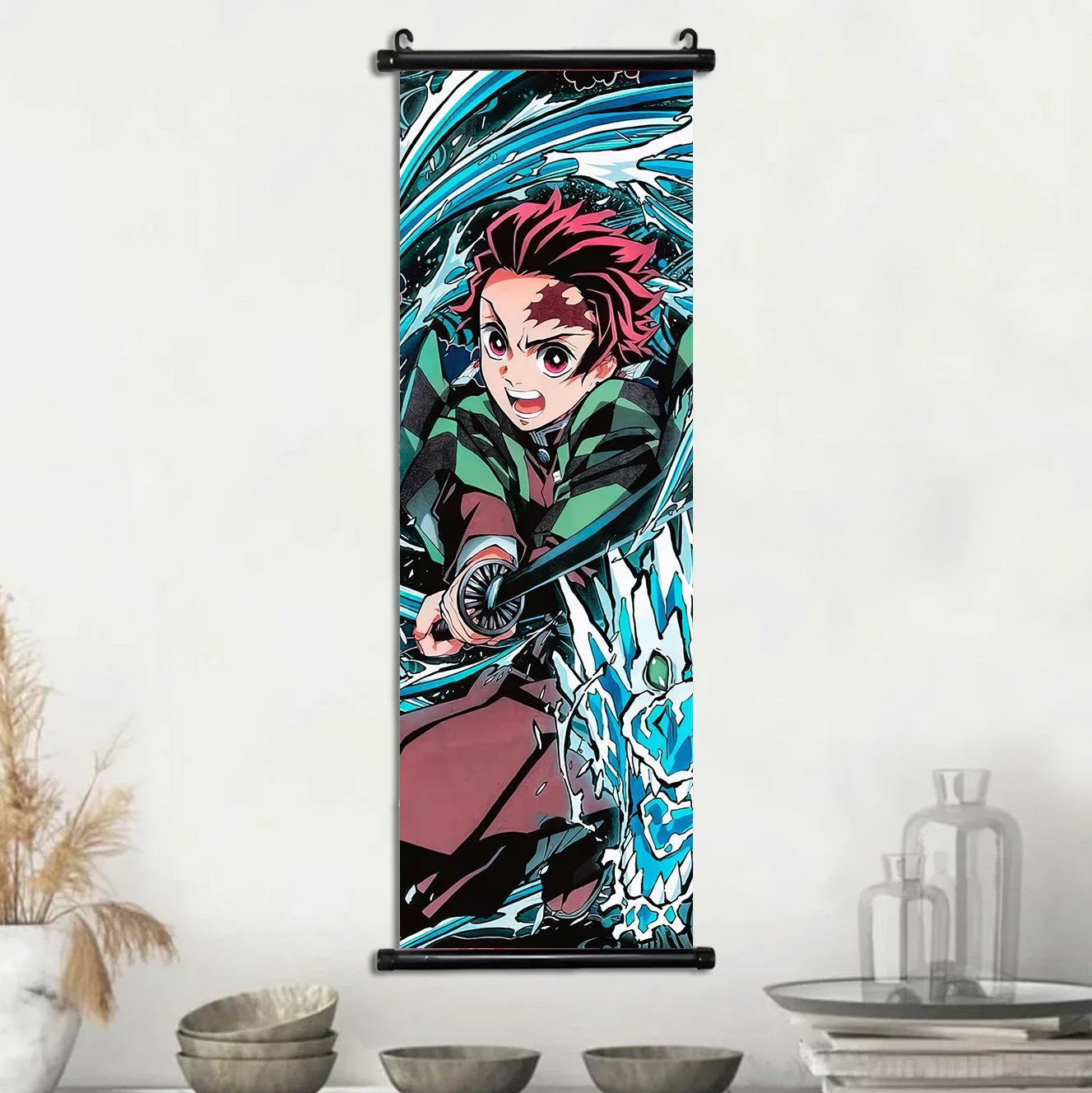 D-Demon Slayer Kamado Tanjirou Scroll Canvas Wall Hanging Painting Home Decor Anime Poster Wall Room Decoration Decro Wallpaper
