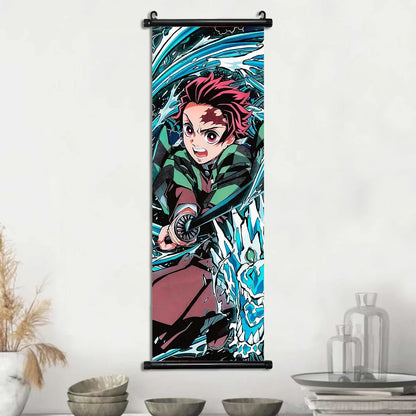 D-Demon Slayer Kamado Tanjirou Scroll Canvas Wall Hanging Painting Home Decor Anime Poster Wall Room Decoration Decro Wallpaper