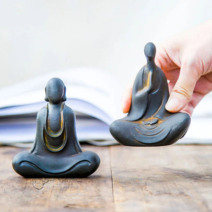 Chinese Buddha Statue Ornaments Zen Ornament Studydecoration Tea Pet Imitation Cast Iron Handmade Home Modern Art Figurine Decor