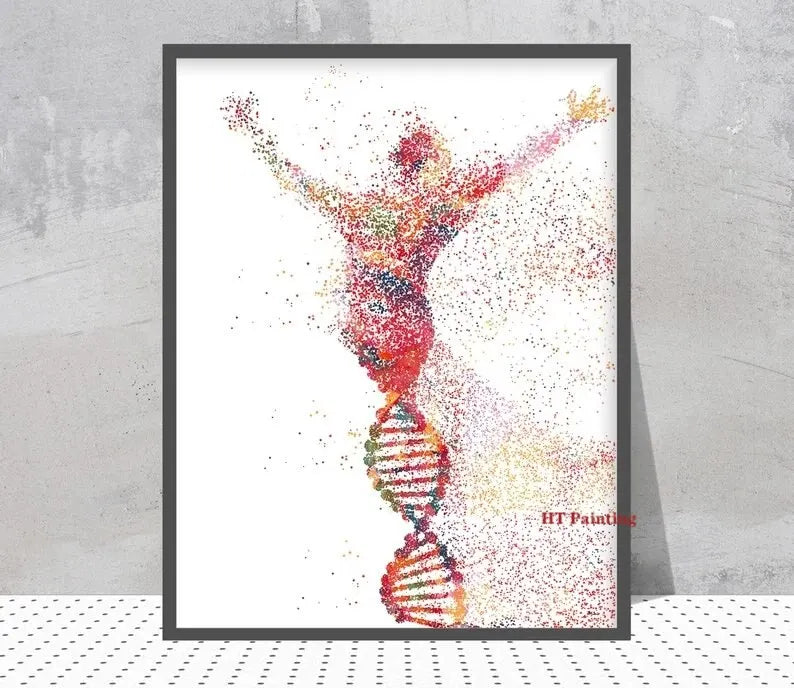 DNA Genetic Code Poster, Single Helix Tree Design Canvas Painting Post – MY
