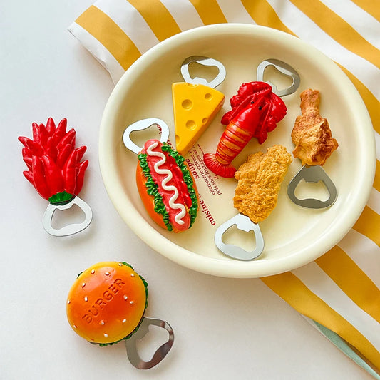 Creative Cartoon Cute Food Series Refrigerator Magnetic Stickers 3D Magnetic Beer Bottle Opener Home Decoration