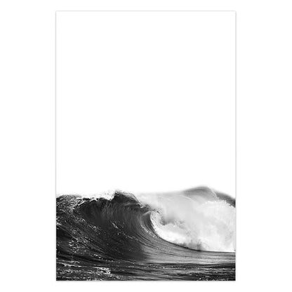Black and White Wall Art Seascape Canvas Print Poster Beach Girl Surfboard Painting Landscape Tropical Palm Picture Home Decor