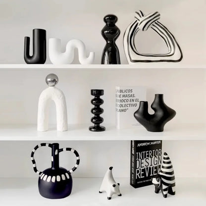 Livetai Wabi-Sabi Ceramic Abstract Sculpture,Handmade Irregular Decorative Ornament for Modern Home Decor, Bookshelf, Bar,