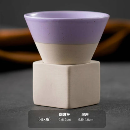 1pc Retro Japanese Triangular Cone Shape Pottery Tea Coffee Cup Pull Ceramic Mug Rough Latte Porcelain Cup For Home Office