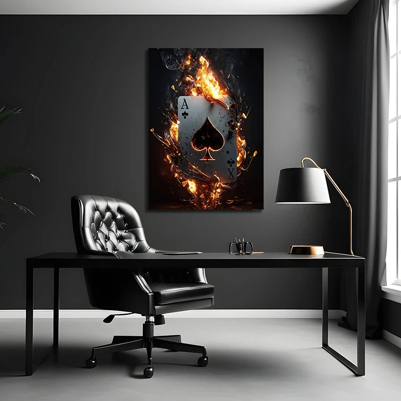 Modern Playing Card On Fire Posters Canvas Paintings And Prints Pictures Wall Art For Living Room Home Decor Frameless No Lights