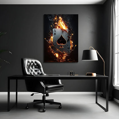 Modern Playing Card On Fire Posters Canvas Paintings And Prints Pictures Wall Art For Living Room Home Decor Frameless No Lights