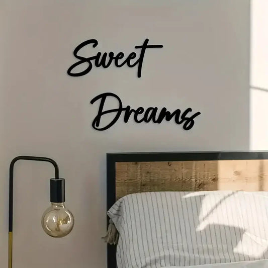 Bohemian Style Black Metal Sweet Dream Wall Logo Contemporary Bedroom Wall Art Decoration Suitable for Display Above the Bed