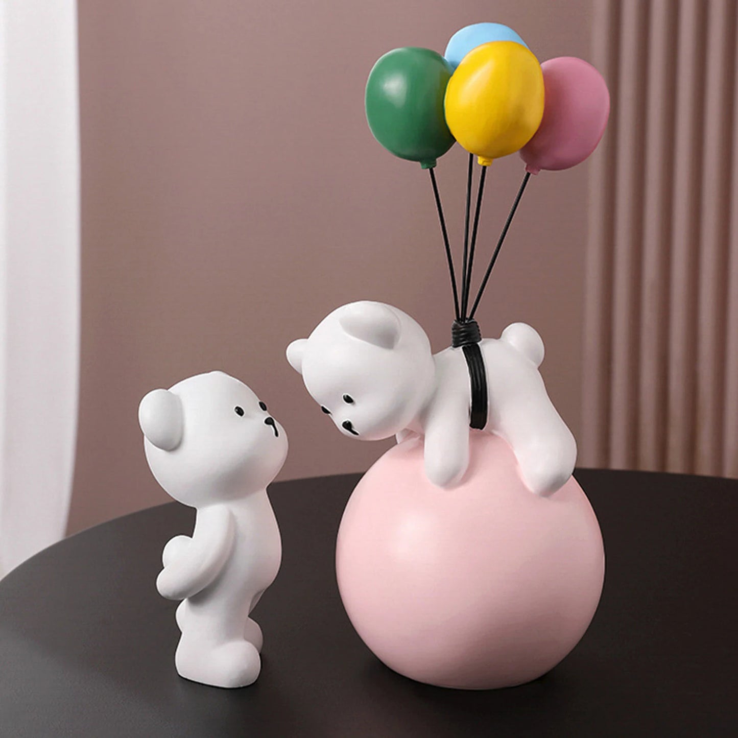 Resin Polar Balloon Bear  Flying Bear Figurine Statue Sculpture Ornaments For Home Bookshelf Bedroom Decoration