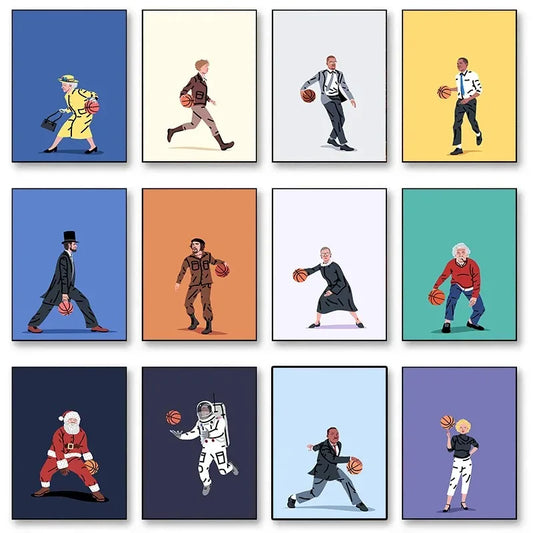 Nordic Art Salvador Dali Celebrity Play Basketball Poster Canvas Painting Wall Art Picture For Living Room Home Decor Unframed